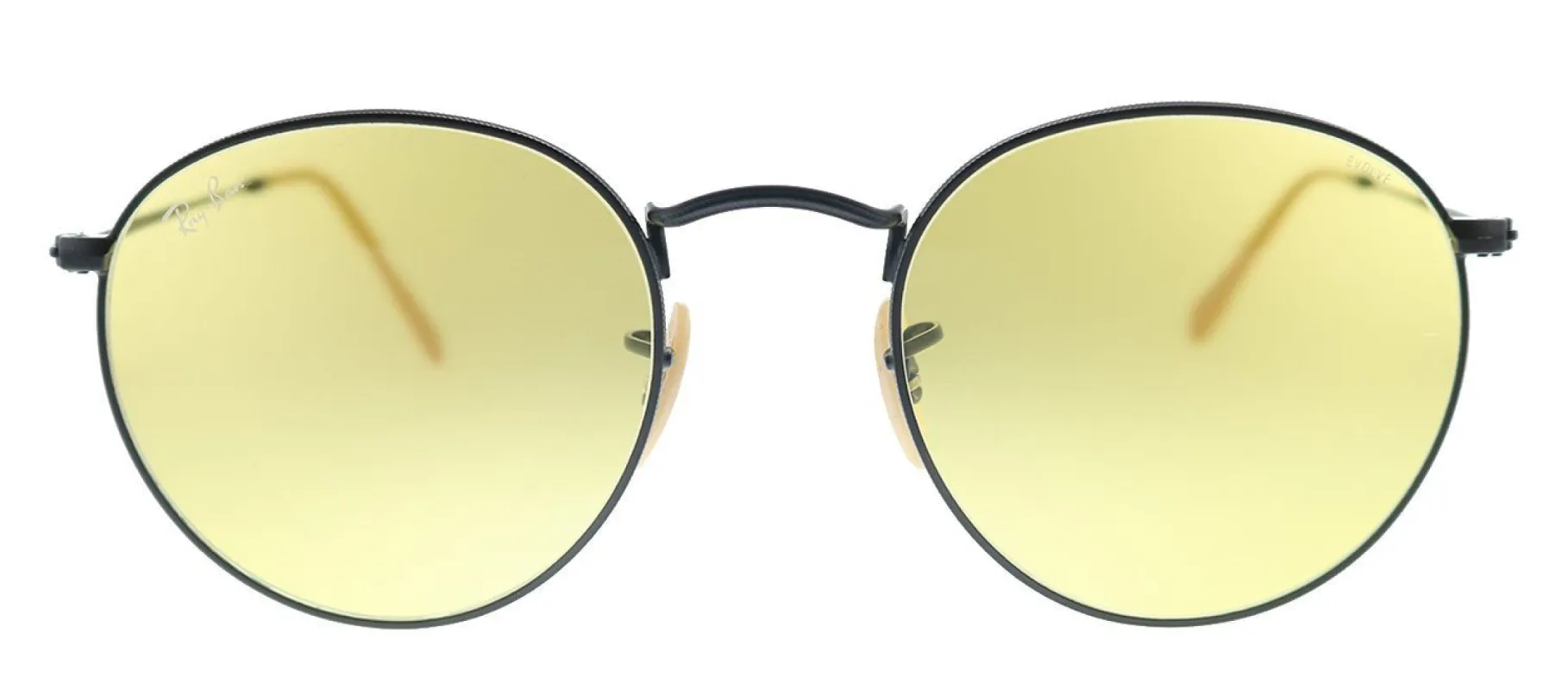 Ray-Ban RB 3447 90664A Round Metal Black Sunglasses with Yellow Lens sold by Gaffos