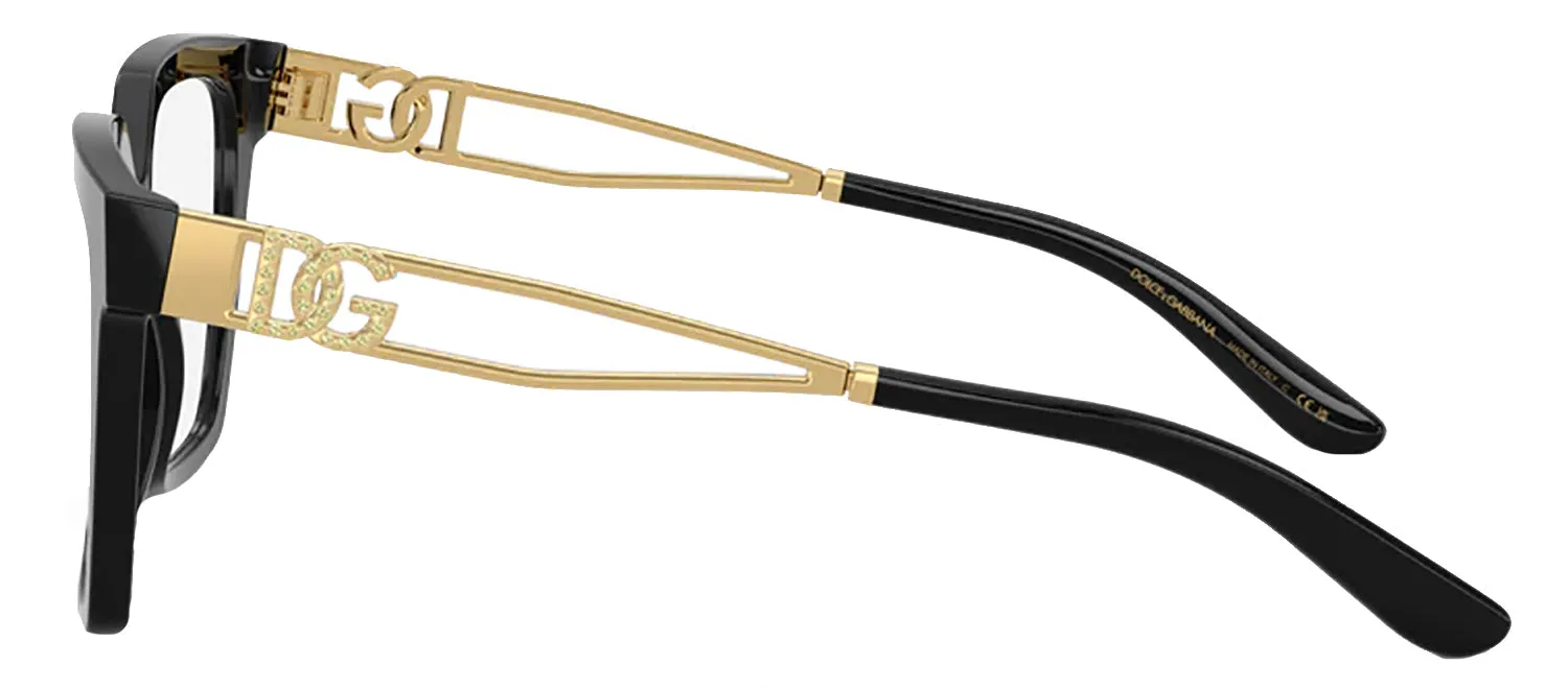 Dolce & Gabbana DG 3376B 3355 Square Metal Black Eyeglasses with Logo Stamped Demo Lenses Lens sold by Gaffos product image thumbnail 3