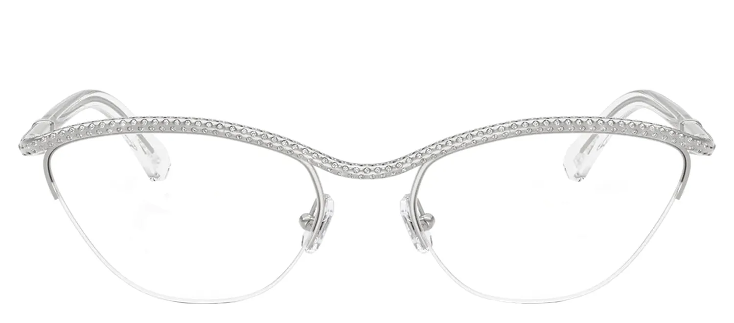 Swarovski SK 1026 4001 Oval Metal Silver Eyeglasses with Logo Stamped Demo Lenses sold by Gaffos