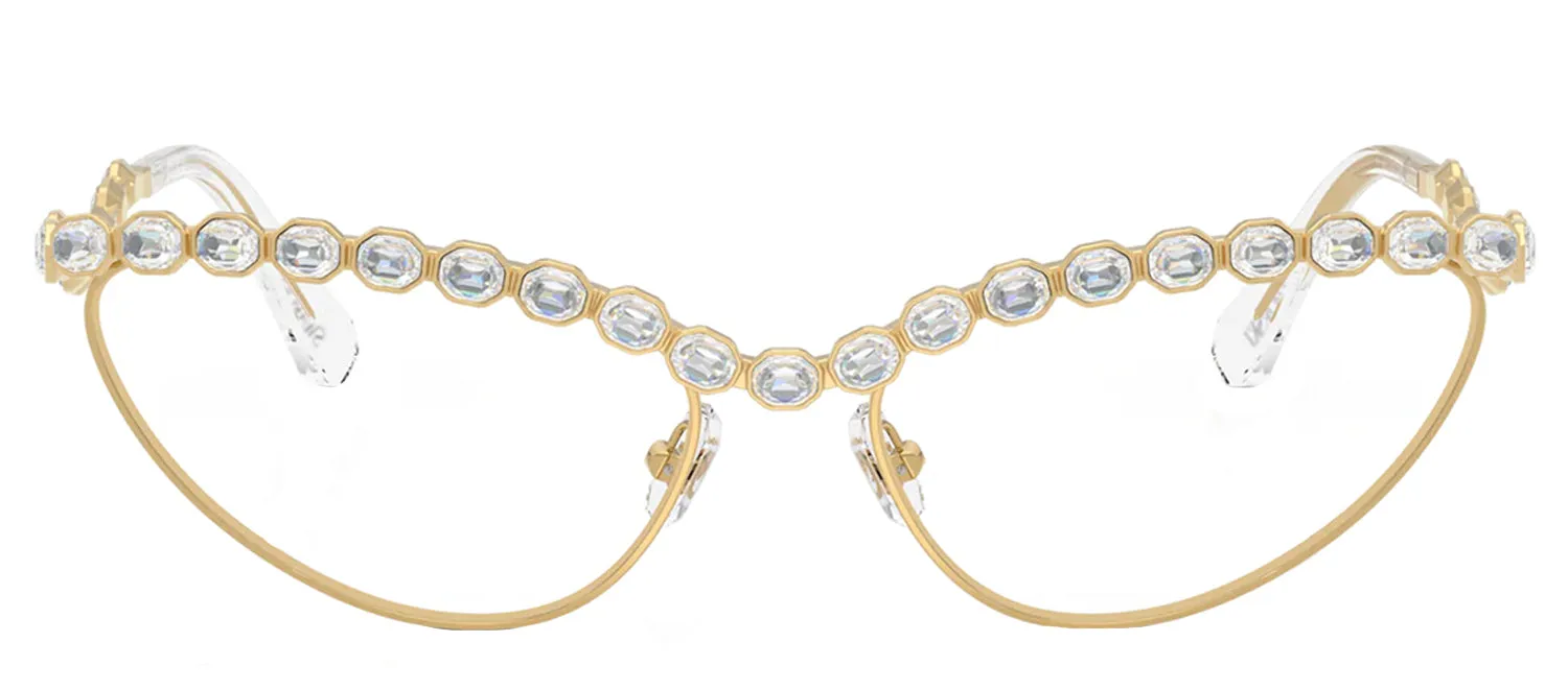 Swarovski SK 1030 4004 Cat-Eye Metal Gold Eyeglasses with Logo Stamped Demo Lenses sold by Gaffos