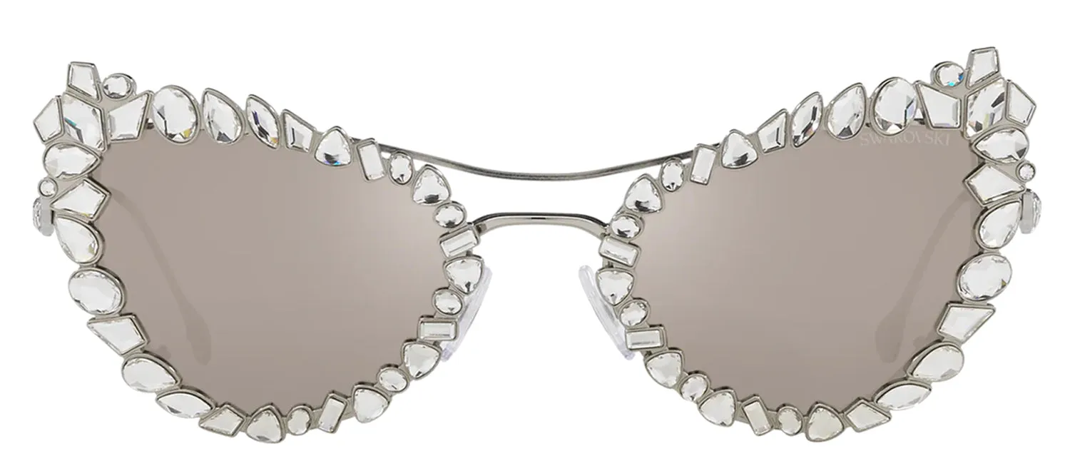 Swarovski SK 7011 4001AP Irregular Metal Silver Sunglasses with Silver Mirror Lens sold by Gaffos