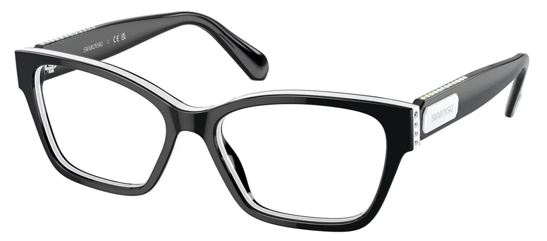 Swarovski SK 2013 1015 Rectangle Plastic Black Eyeglasses with Logo Stamped Demo Lenses sold by Gaffos