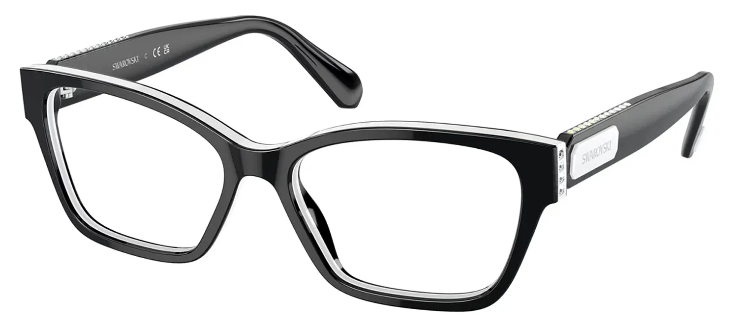 Swarovski SK 2013 1015 Rectangle Plastic Black Eyeglasses with Logo Stamped Demo Lenses sold by Gaffos