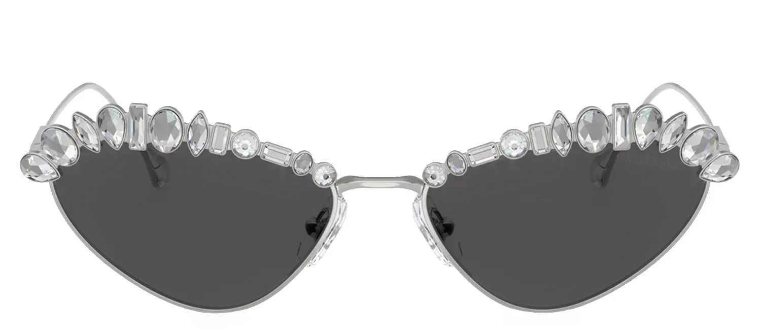 Swarovski SK 7009 400187 Irregular Metal Silver Sunglasses with Grey Lens sold by Gaffos