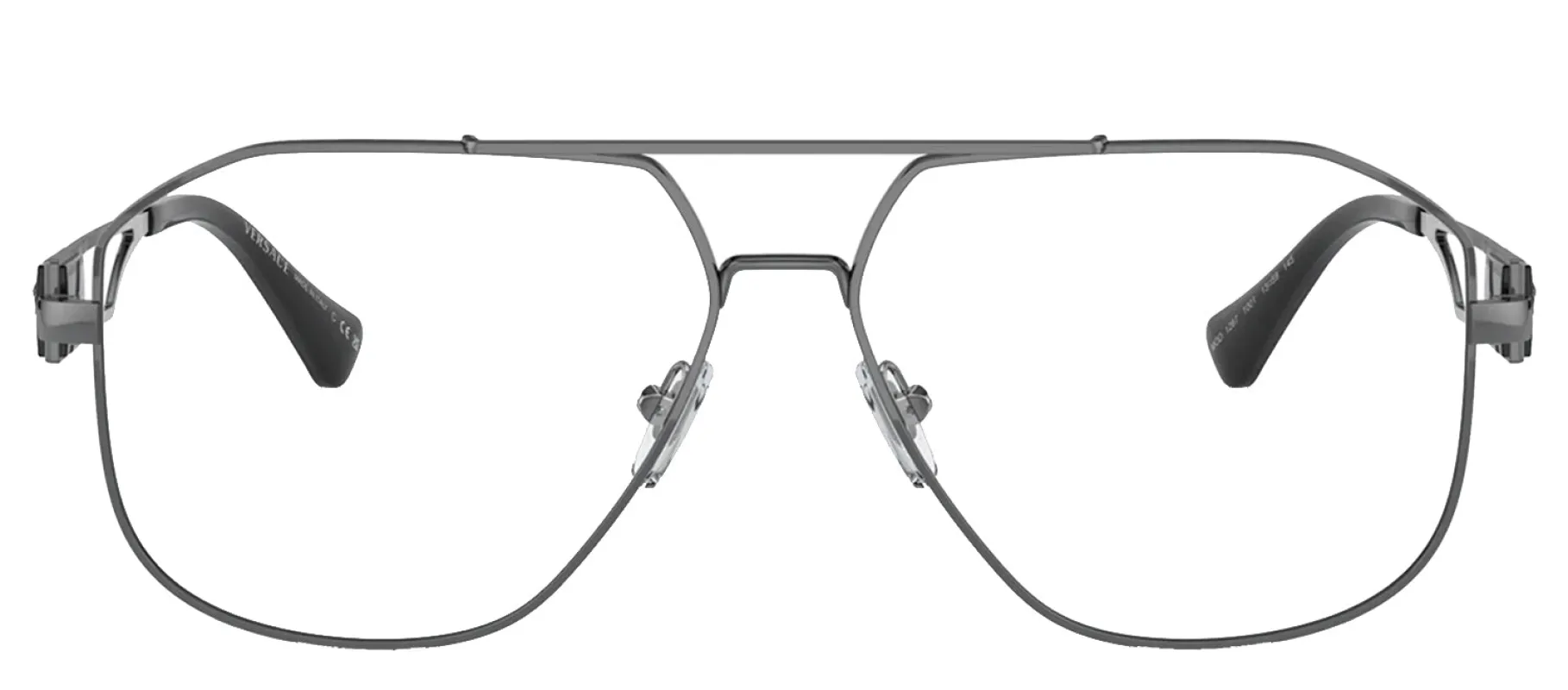 Versace VE 1287 1001 Pilot Metal Gunmetal Eyeglasses with Logo Stamped Demo Lenses sold by Gaffos