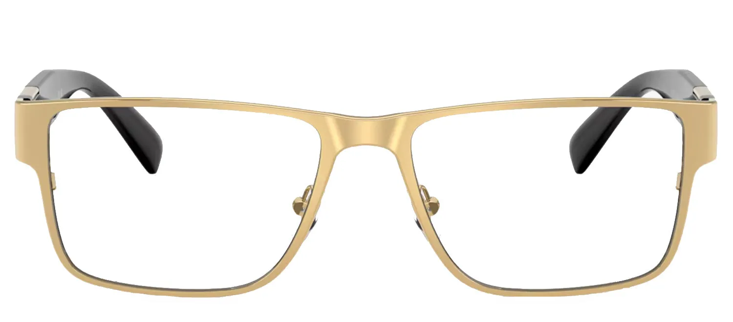 Versace VE 1274 1002 Rectangle Metal Gold Eyeglasses with Logo Stamped Demo Lenses sold by Gaffos