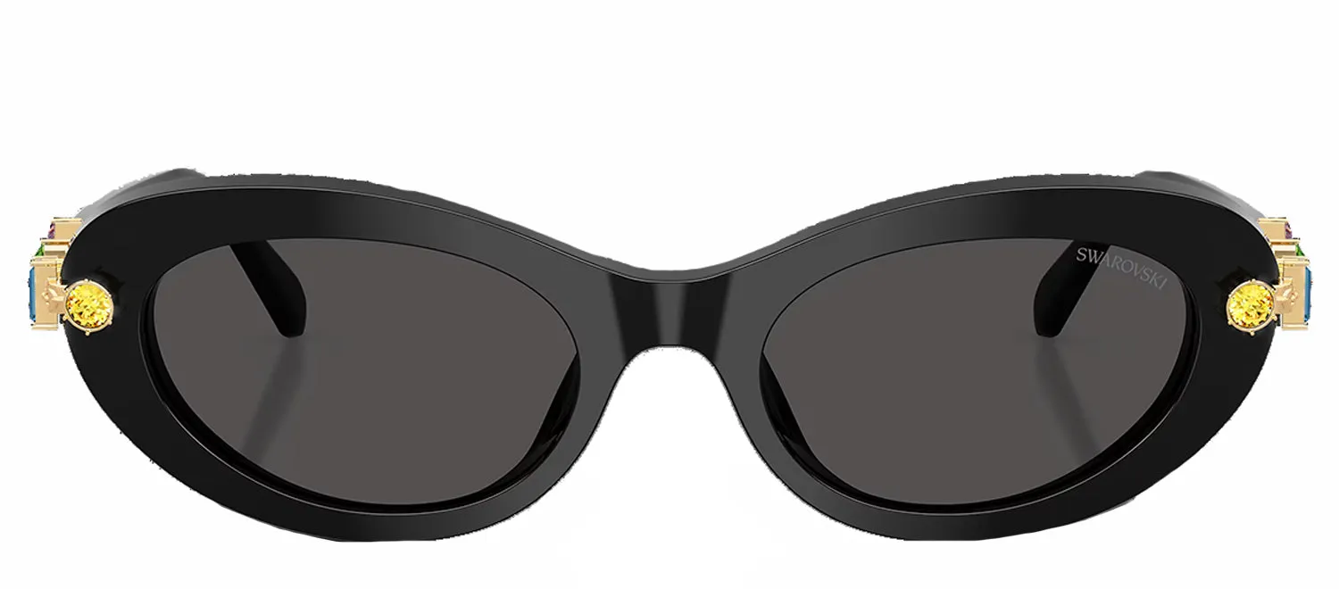 Swarovski SK 6042 100187 Oval Plastic Black Sunglasses with Grey Lens sold by Gaffos