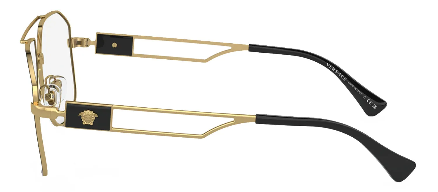 Versace VE 1287 1443 Pilot Metal Gold Eyeglasses with Logo Stamped Demo Lenses sold by Gaffos product image thumbnail 3