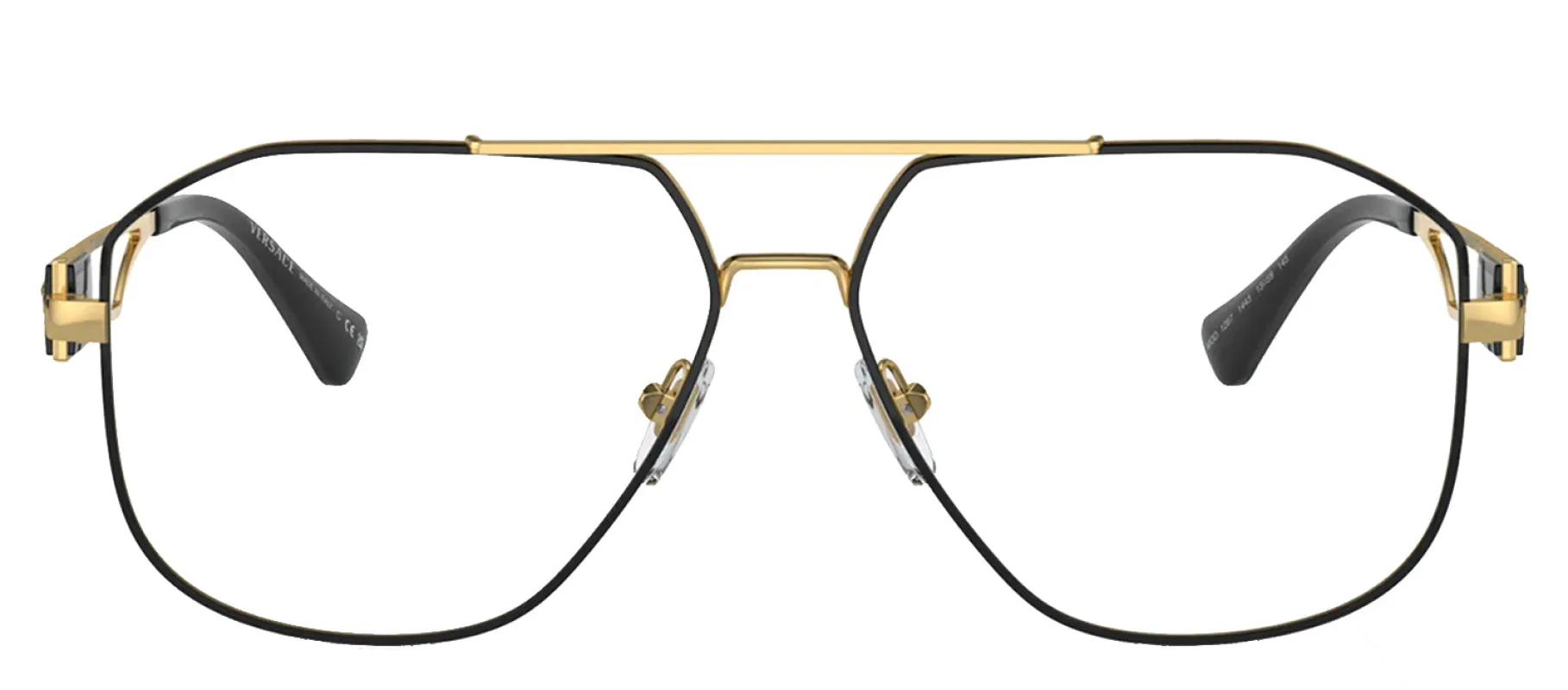 Versace VE 1287 1443 Pilot Metal Gold Eyeglasses with Logo Stamped Demo Lenses sold by Gaffos