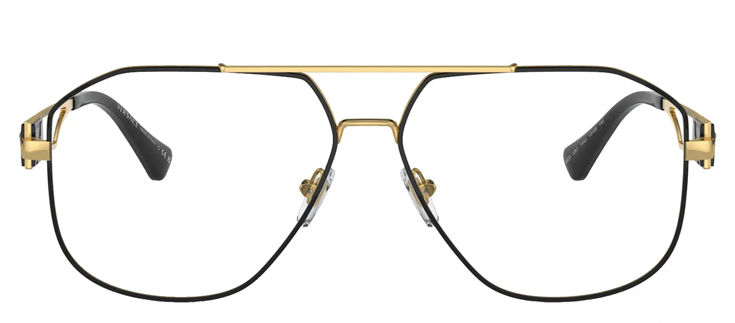 Versace VE 1287 1443 Pilot Metal Gold Eyeglasses with Logo Stamped Demo Lenses sold by Gaffos