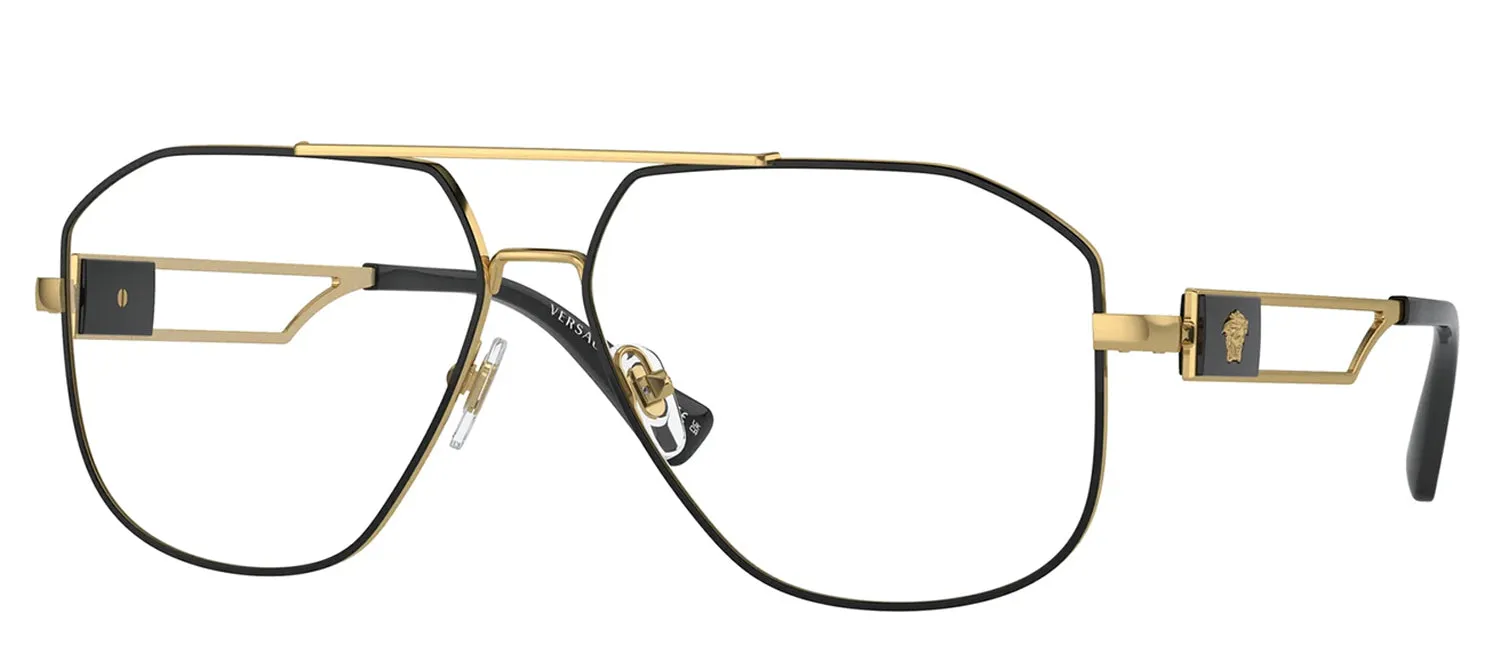Versace VE 1287 1443 Pilot Metal Gold Eyeglasses with Logo Stamped Demo Lenses sold by Gaffos product image thumbnail 2