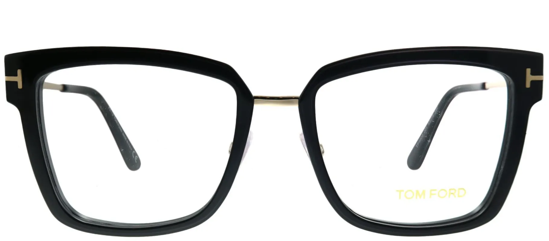 Tom Ford FT 5507 001 Black Rose Gold Square Metal Black Eyeglasses with Demo Lens sold by Gaffos