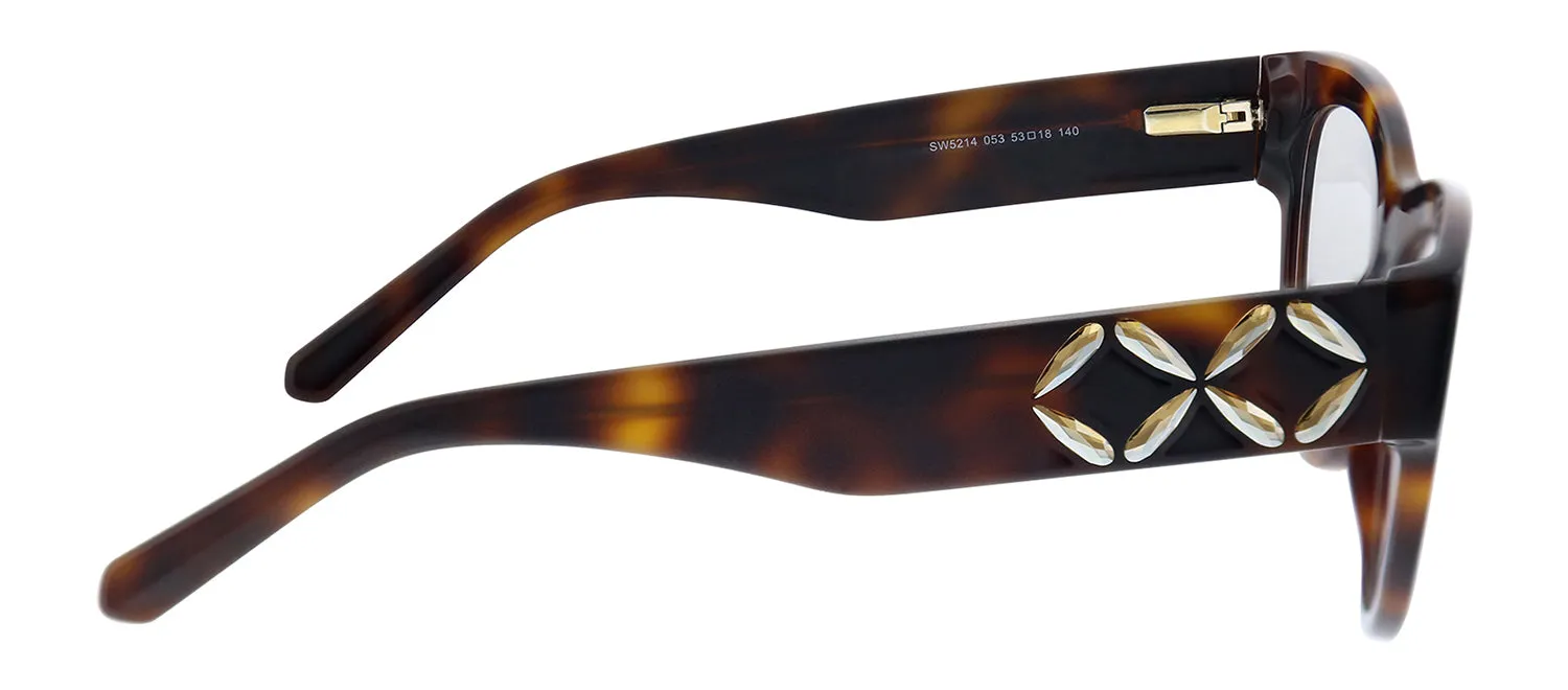 Swarovski SK 5214 053 Cat-eye Plastic Havana Eyeglasses with Logo Stamped Demo Lenses sold by Gaffos product image thumbnail 3