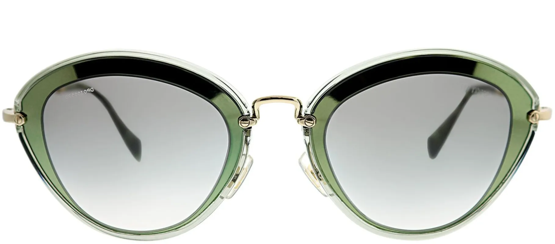 Miu Miu MU 51RS UFC1E0 Cat-Eye Plastic Green Sunglasses with Grey Gradient Lens sold by Gaffos