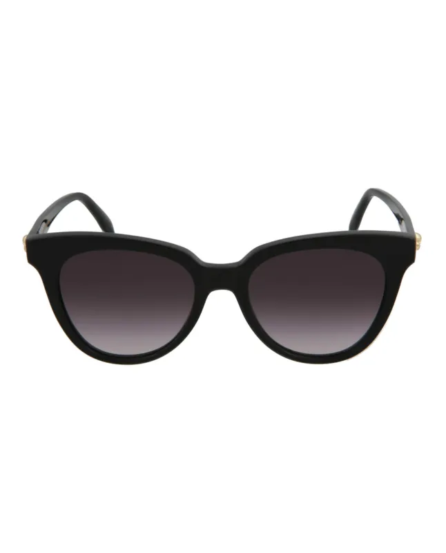 Alexander McQueen AM 0159S 30006090 001 Oval Plastic Black Sunglasses with Grey Lens sold by Gaffos