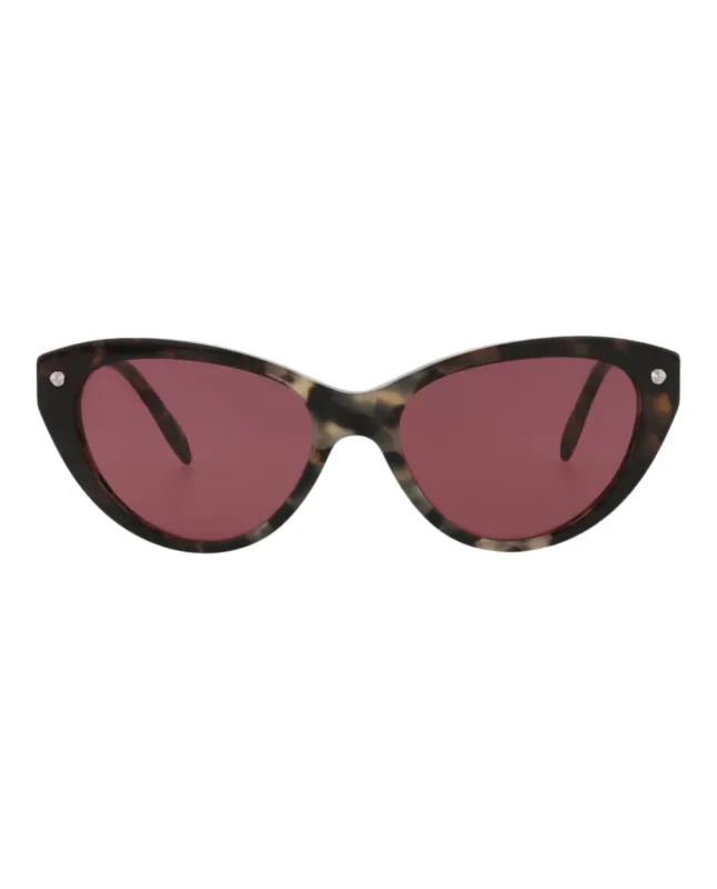 Alexander McQueen AM 0189S 30006850 004 Cat-Eye Plastic Havana Sunglasses with Violet Lens sold by Gaffos