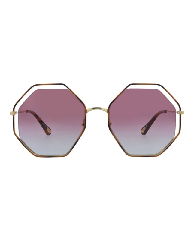 Chloé CH 0046S 30010161 003 Square Metal Gold Sunglasses with Violet Lens sold by Gaffos