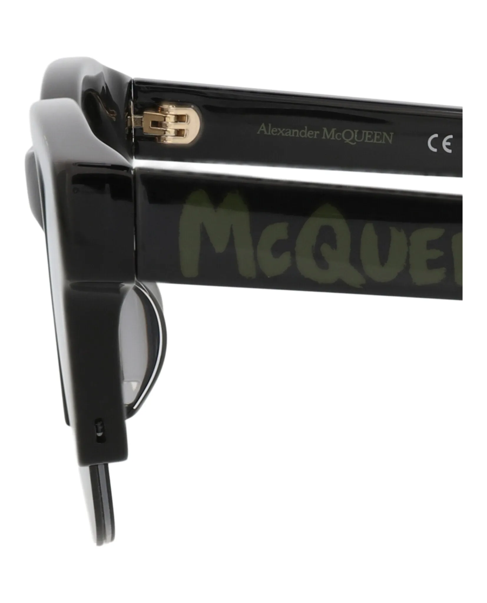 Alexander McQueen AM 0406SA 30014337 002 Square Plastic Black Sunglasses with Green Lens sold by Gaffos product image thumbnail 4