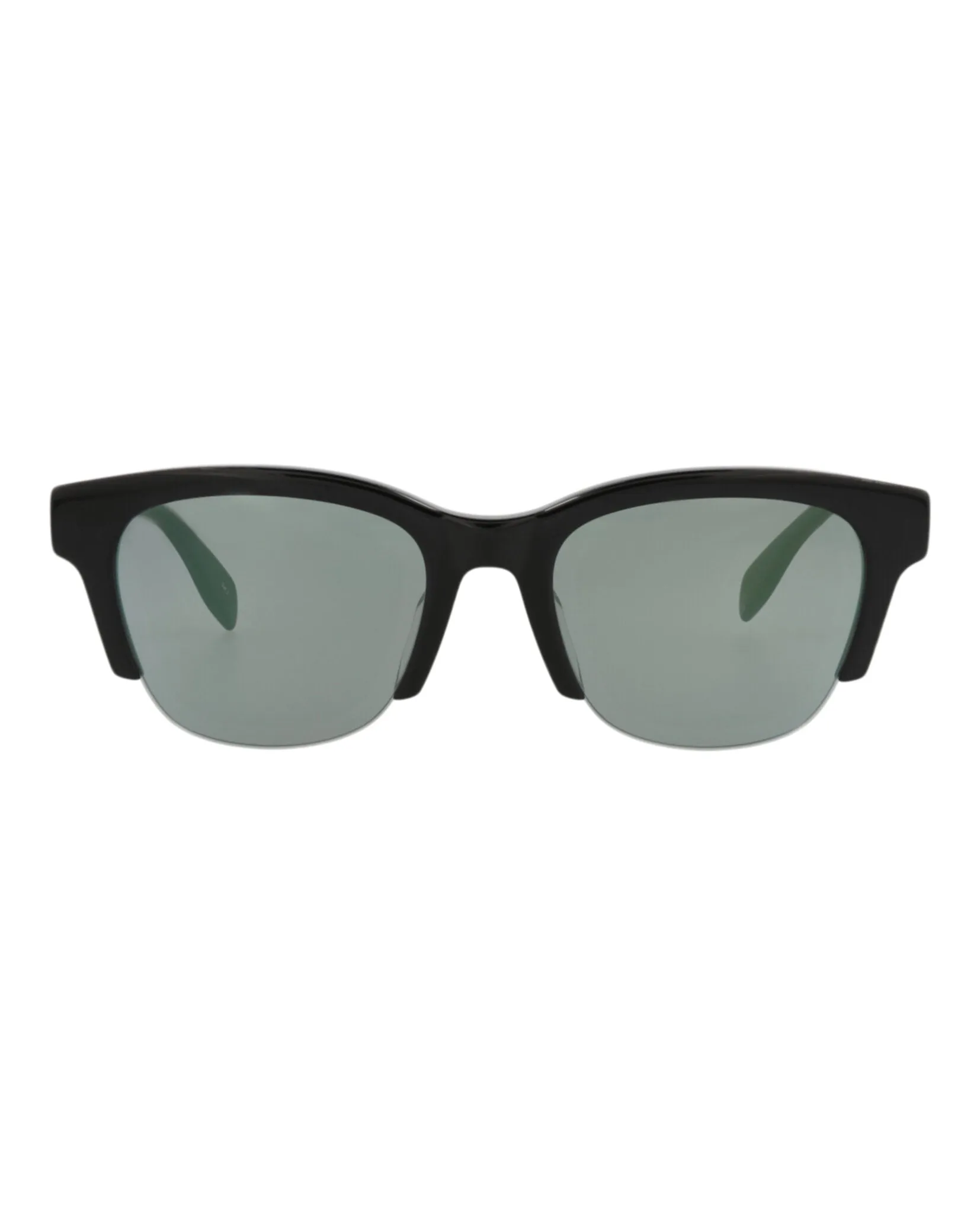 Alexander McQueen AM 0406SA 30014337 002 Square Plastic Black Sunglasses with Green Lens sold by Gaffos