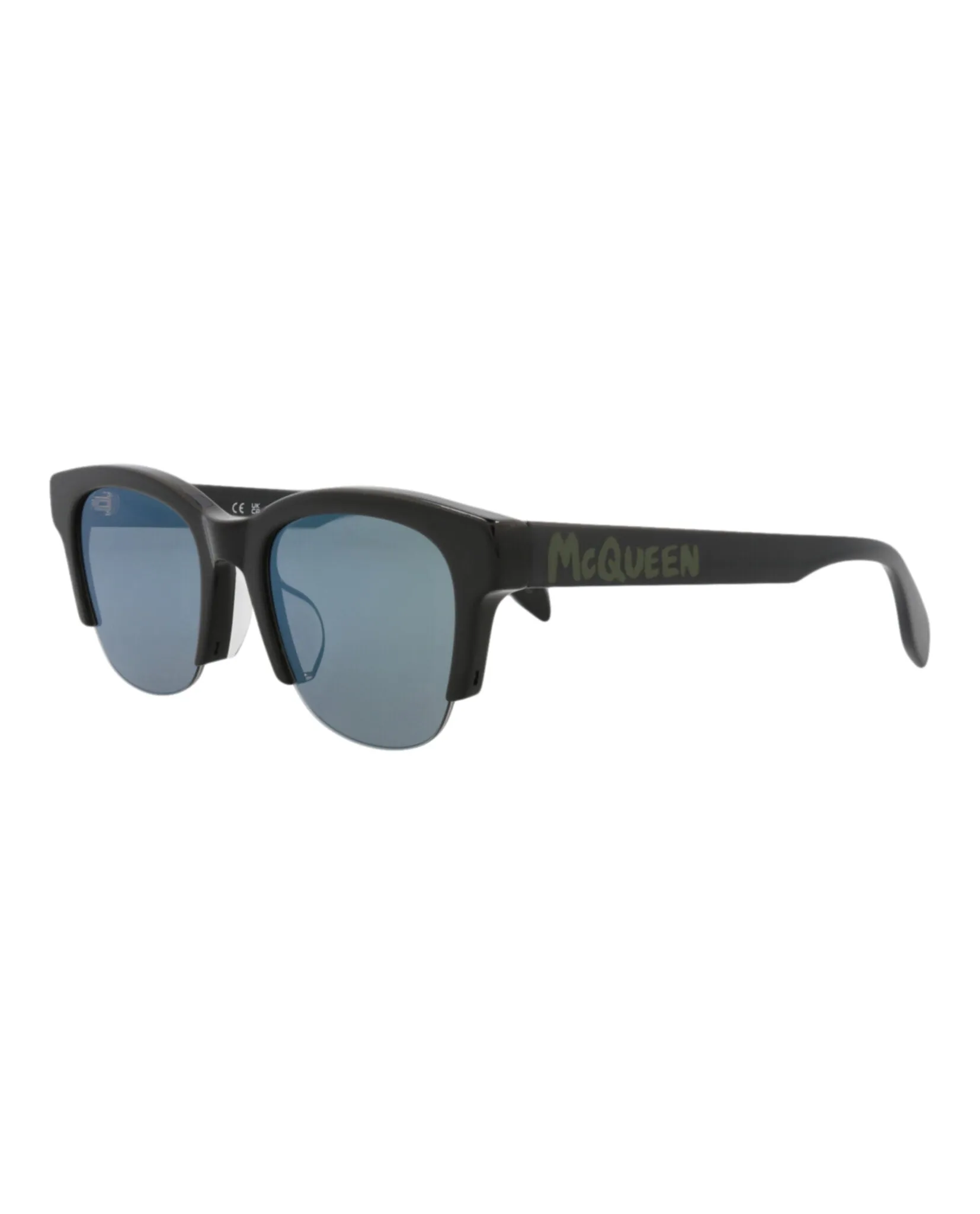 Alexander McQueen AM 0406SA 30014337 002 Square Plastic Black Sunglasses with Green Lens sold by Gaffos product image thumbnail 2