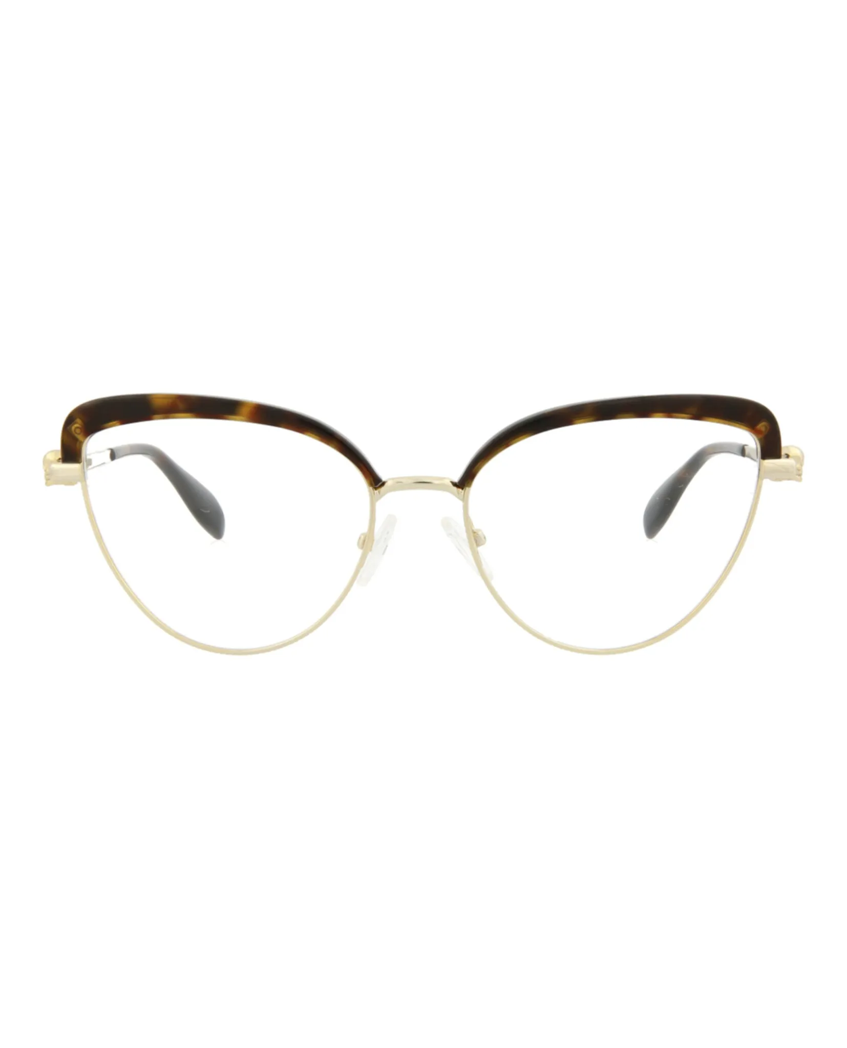 Alexander McQueen AM 0259O 30008692 002 Cat-Eye Metal Gold Optical Frames with Transparent Lens sold by Gaffos