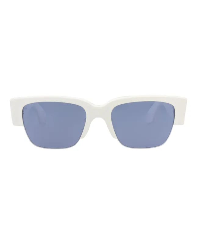 Alexander McQueen AM 0405S 30014336 004 Square Plastic White Sunglasses with Blue Lens sold by Gaffos