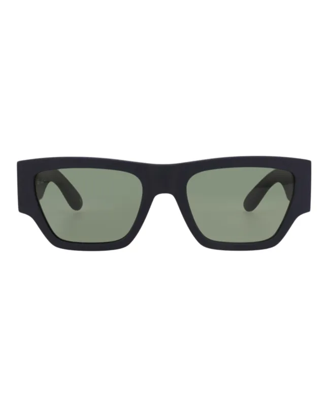 Alexander McQueen AM 0393S 30014334 005 Square Plastic Blue Sunglasses with Green Lens sold by Gaffos