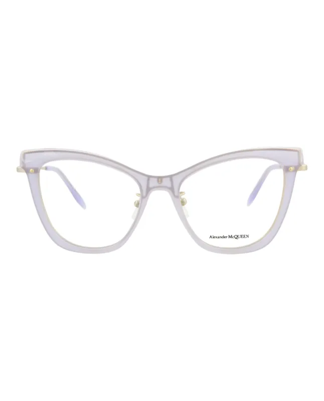 Alexander McQueen AM 0265O 30008684 002 Cat-Eye Plastic Gold Optical Frames with Transparent Lens sold by Gaffos