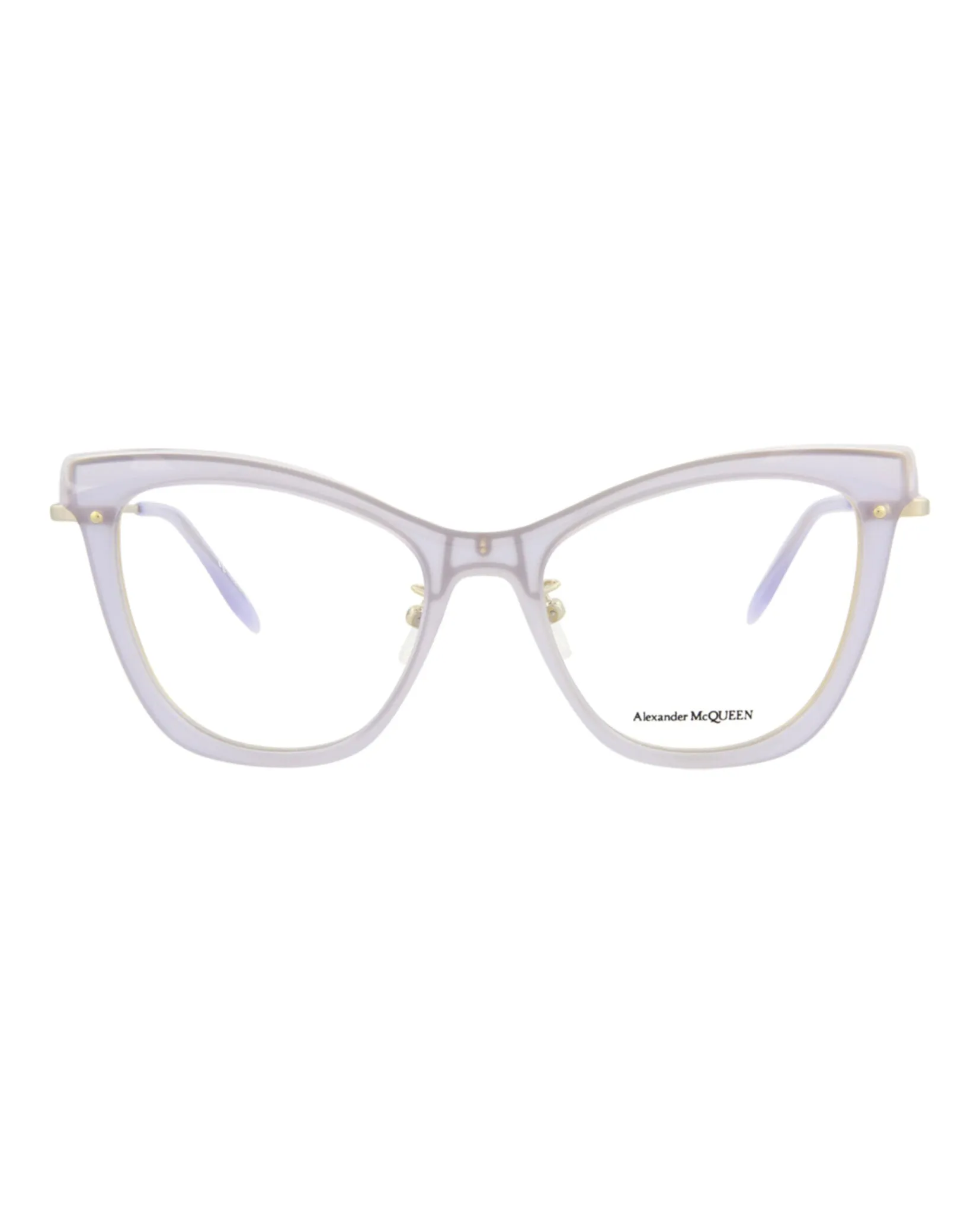 Alexander McQueen AM 0265O 30008684 002 Cat-Eye Plastic Gold Optical Frames with Transparent Lens sold by Gaffos