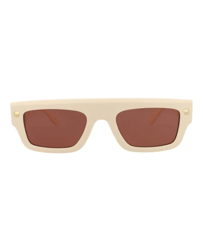 Alexander McQueen AM 0427S 30014622 004 Square Plastic Ivory Sunglasses with Brown Lens sold by Gaffos