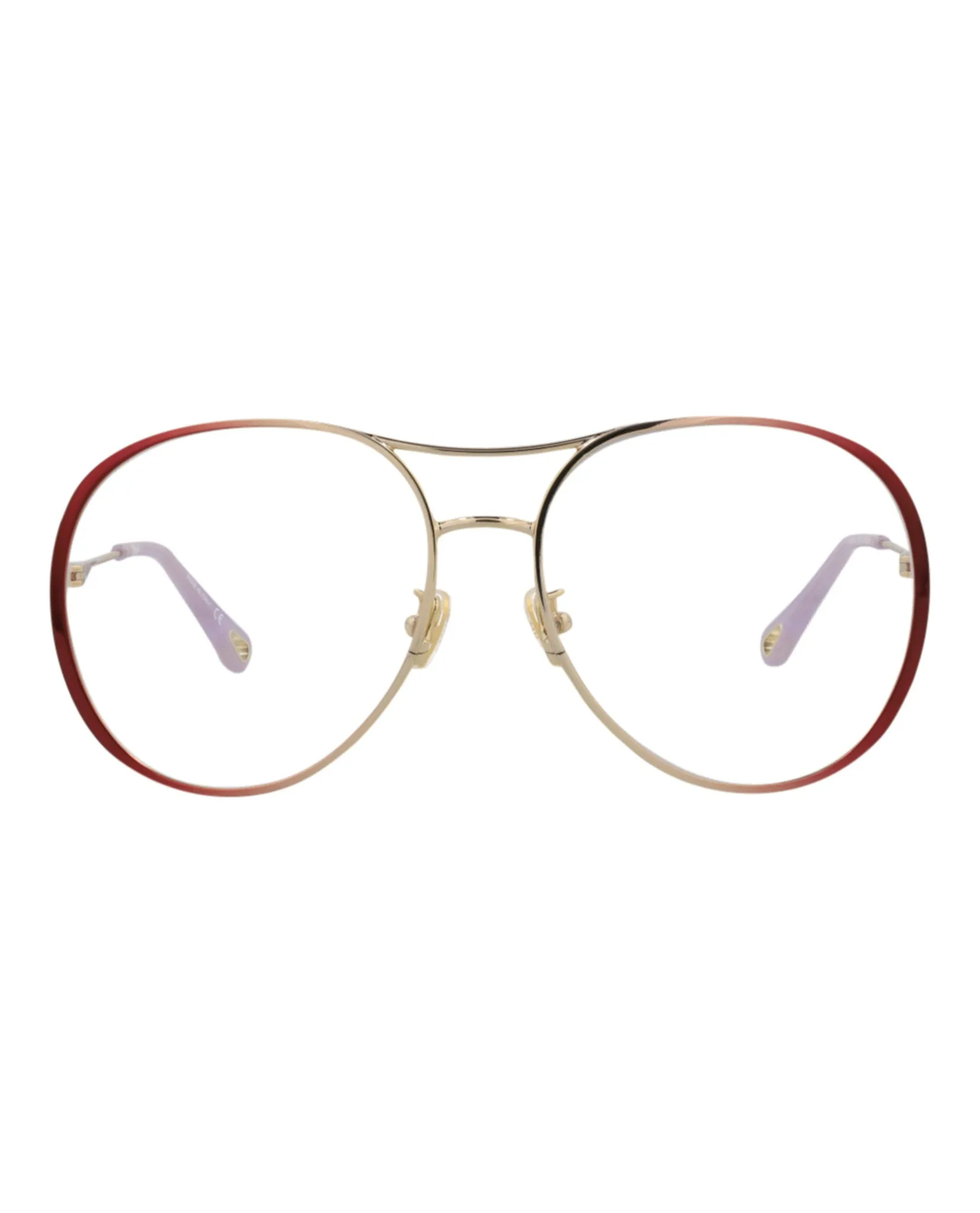 Chloé CH 0019O 30009854 002 Aviator Metal Burgundy Optical Frames with Transparent Lens sold by Gaffos