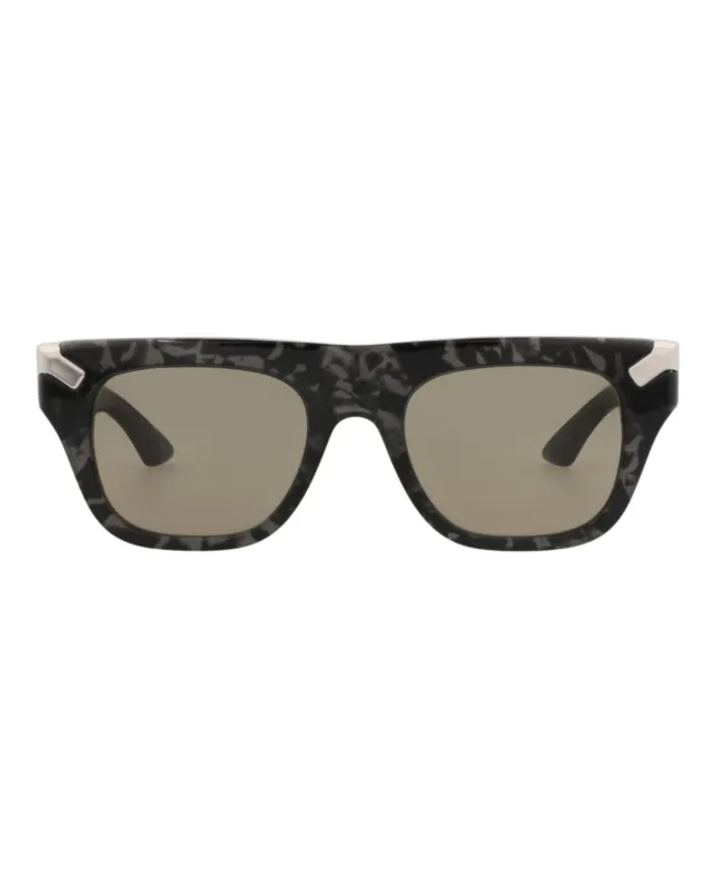 Alexander McQueen AM 0441S 30015179 003 Square Plastic Havana Sunglasses with Brown Lens sold by Gaffos