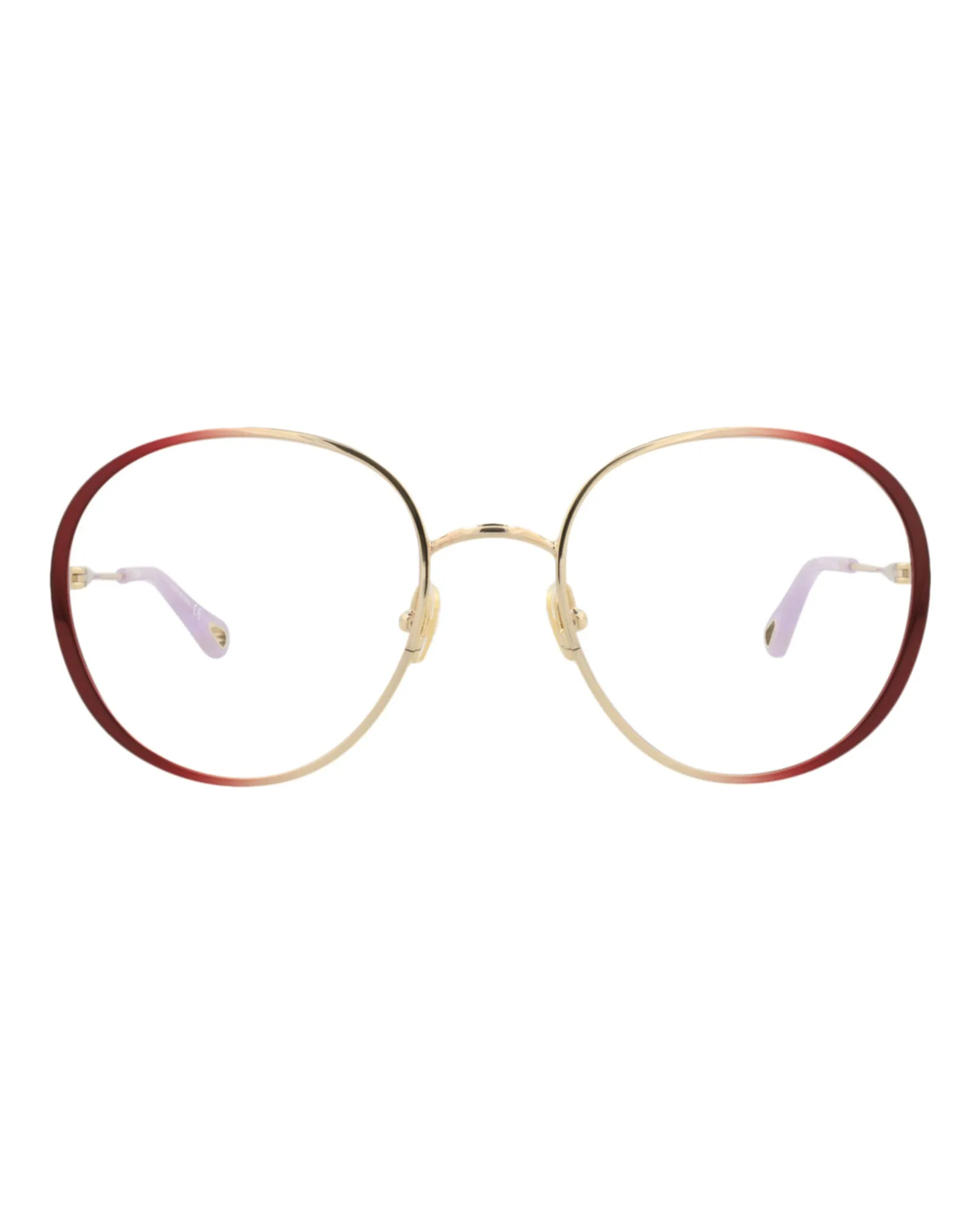 Chloé CH 0018O 30009855 001 Round Metal Burgundy Optical Frames with Transparent Lens sold by Gaffos