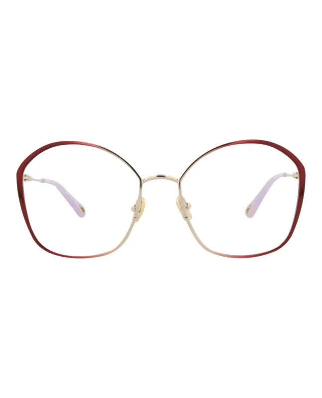 Chloé CH 0017OA 30009909 004 Square Metal Burgundy Optical Frames with Transparent Lens sold by Gaffos
