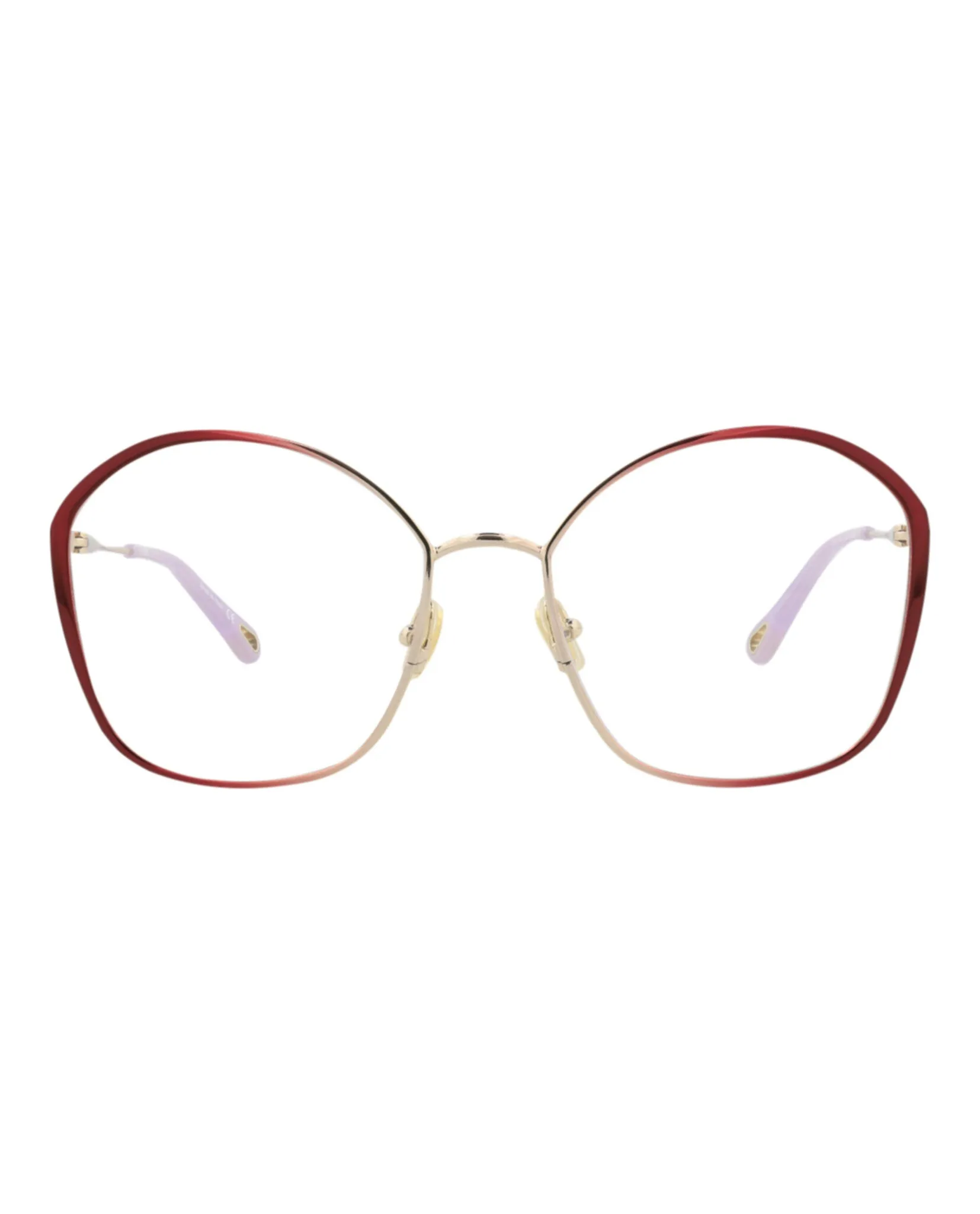 Chloé CH 0017OA 30009909 004 Square Metal Burgundy Optical Frames with Transparent Lens sold by Gaffos