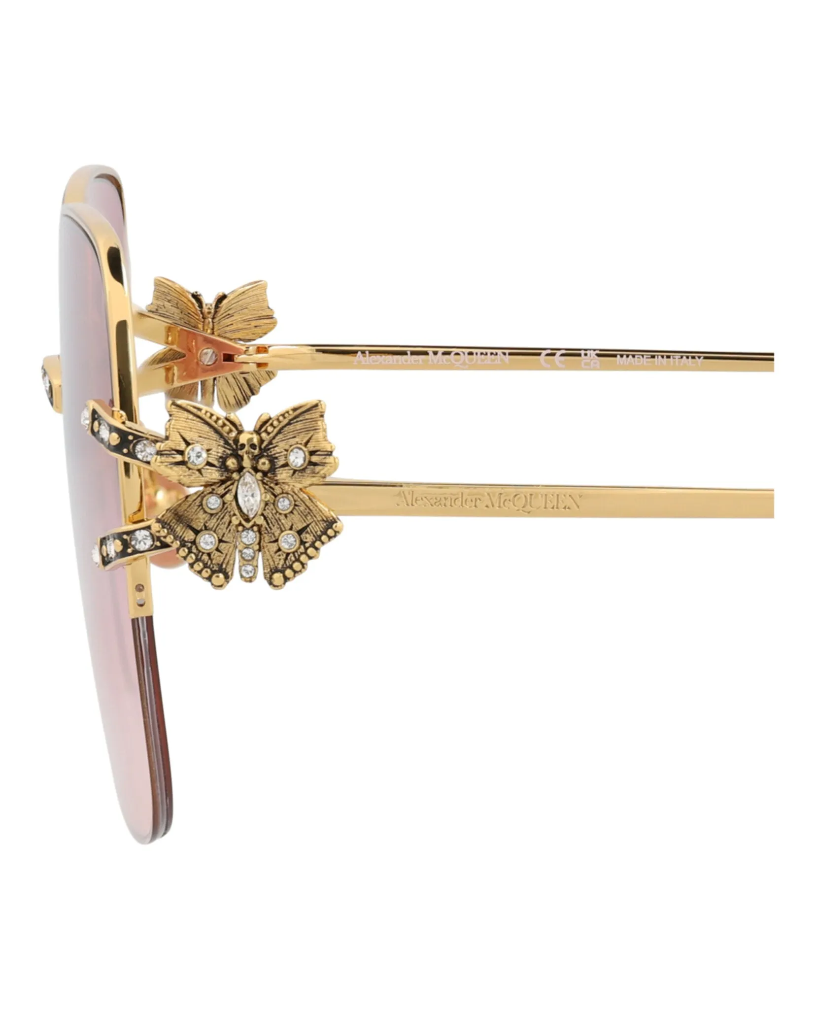 Alexander McQueen AM 0371S 30013274 003 Square Metal Gold Sunglasses with Red Lens sold by Gaffos product image thumbnail 4