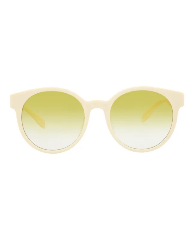 Alexander McQueen AM 0349SA 30012323 004 Round Plastic White Sunglasses with Yellow Lens sold by Gaffos