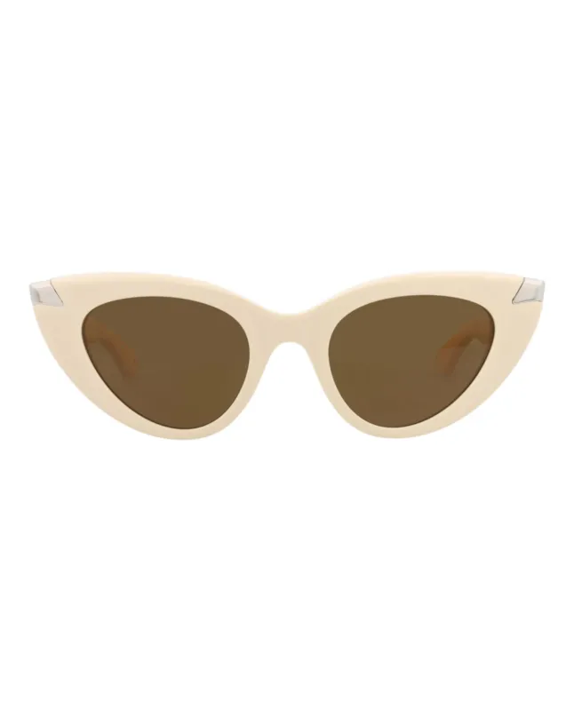 Alexander McQueen AM 0442S 30015180 004 Cat-Eye Plastic Ivory Sunglasses with Brown Lens sold by Gaffos