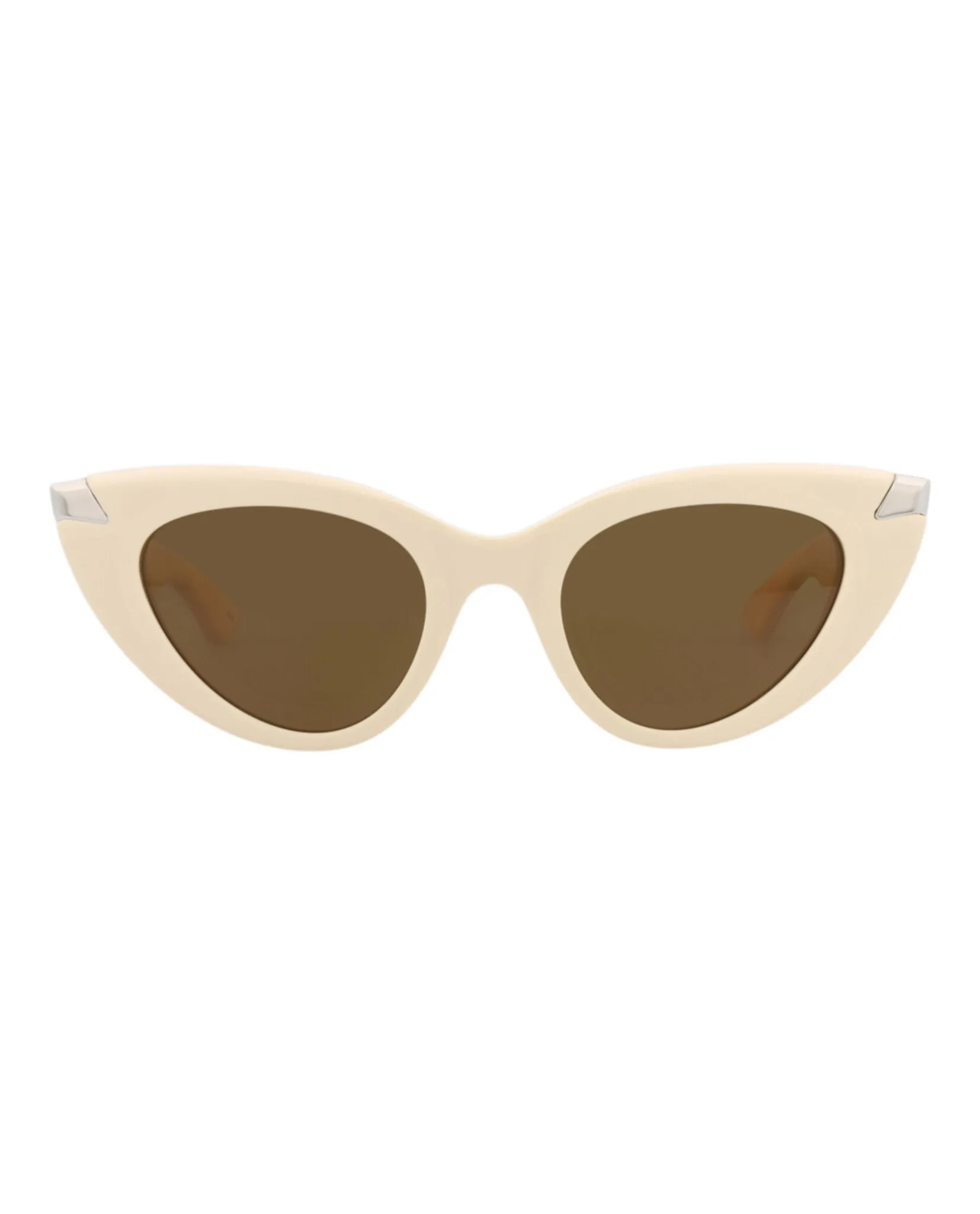 Alexander McQueen AM 0442S 30015180 004 Cat-Eye Plastic Ivory Sunglasses with Brown Lens sold by Gaffos