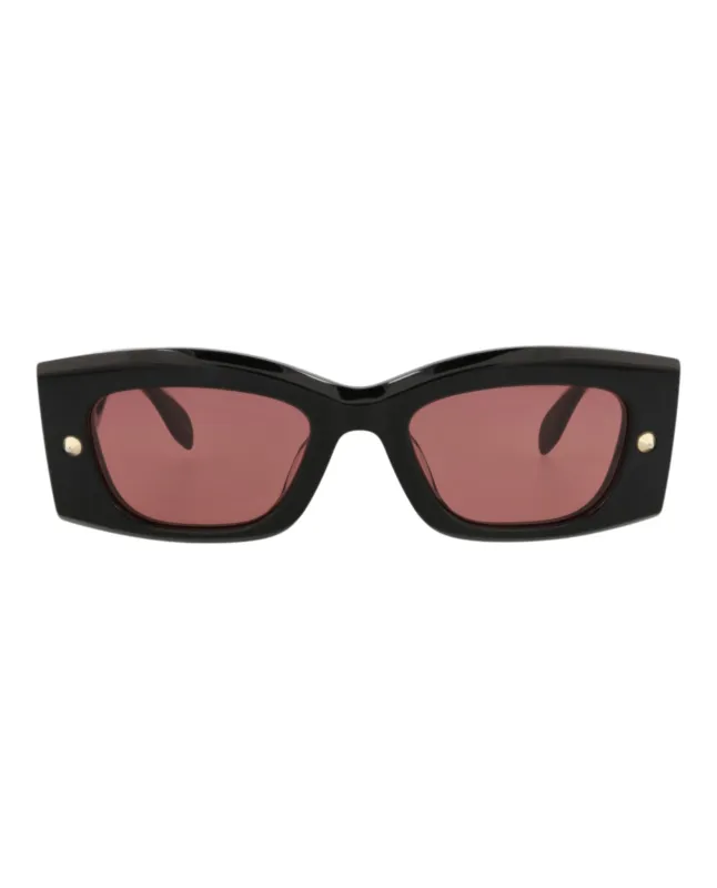 Alexander McQueen AM 0426S 30014623 006 Square Plastic Black Sunglasses with Red Lens sold by Gaffos