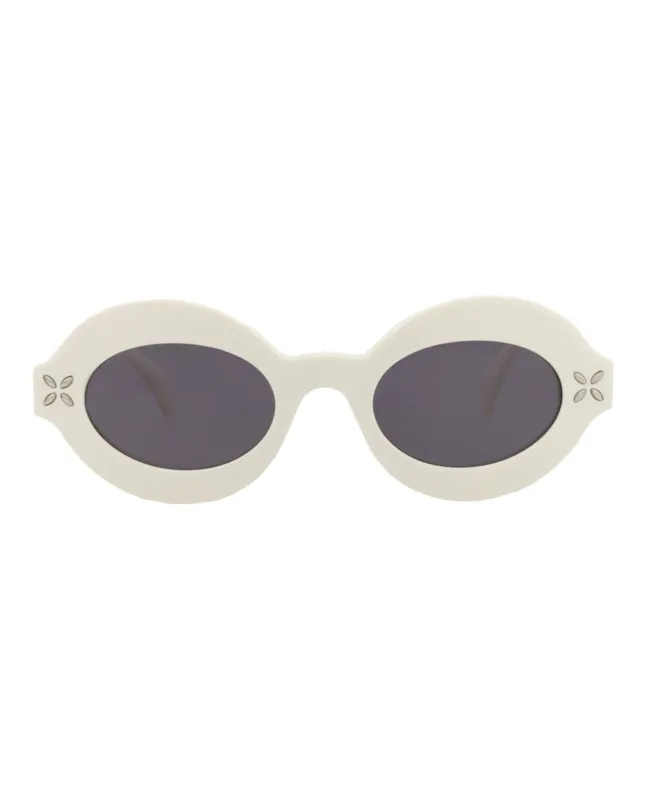 Alaia AA 0059S 30012179 002 Round Plastic Ivory Sunglasses with Grey Lens sold by Gaffos