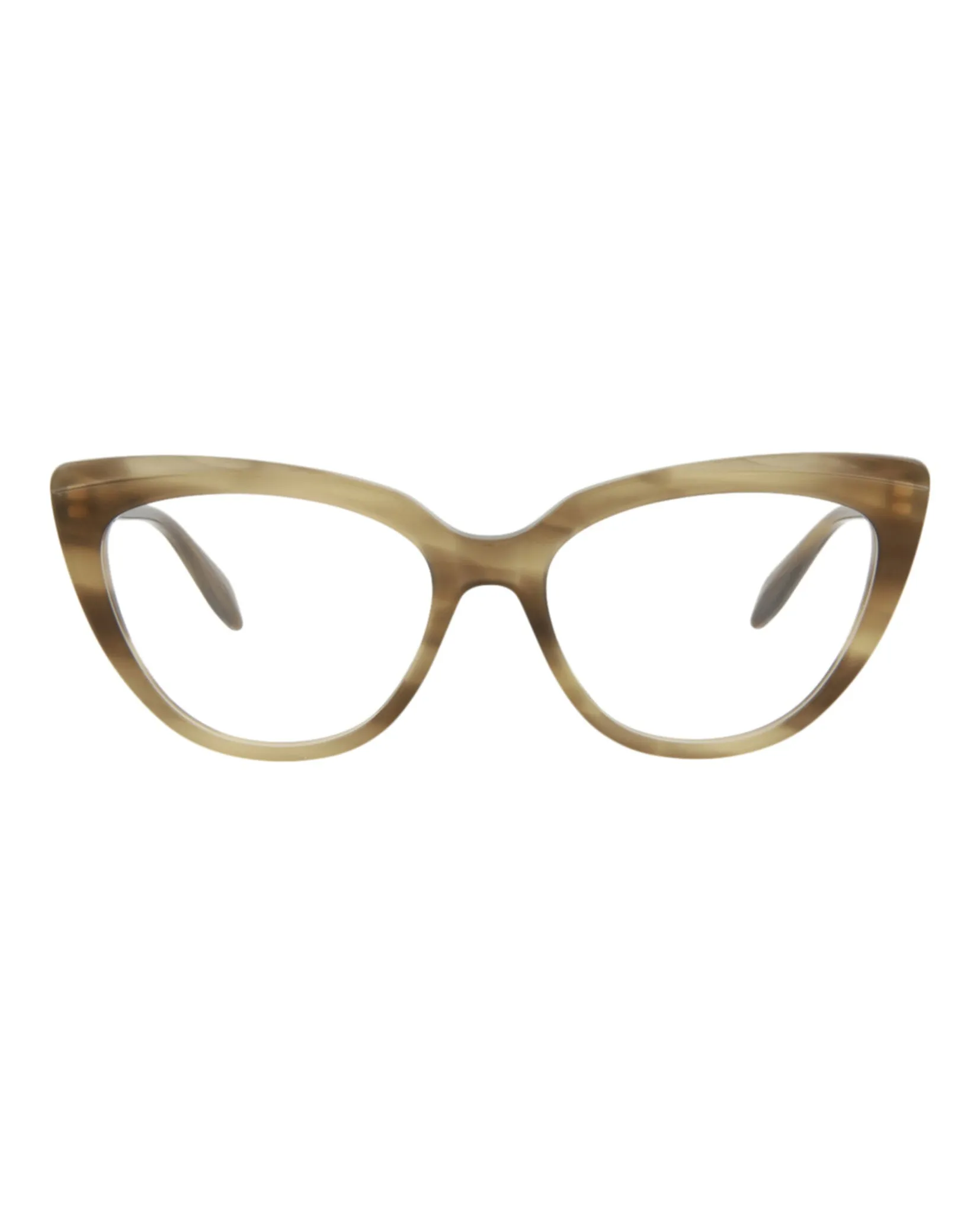 Alexander McQueen AM 0253O 30008688 004 Cat-Eye Plastic Havana Optical Frames with Transparent Lens sold by Gaffos