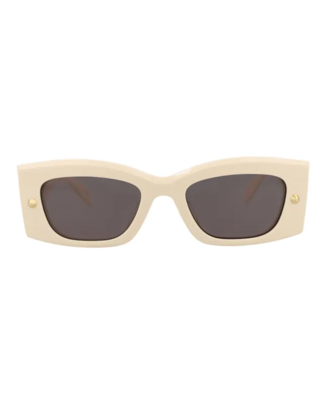 Alexander McQueen AM 0426S 30014623 005 Square Plastic Ivory Sunglasses with Grey Lens sold by Gaffos