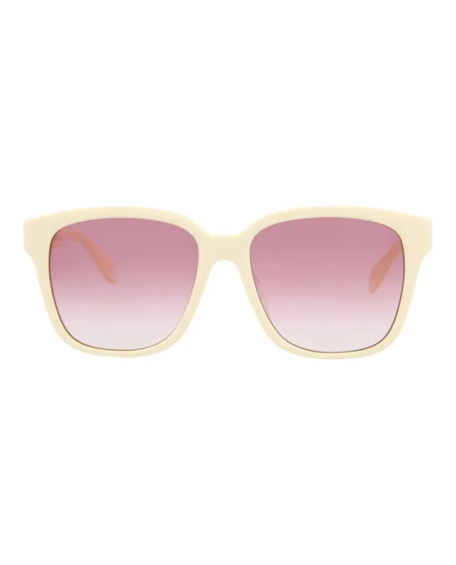 Alexander McQueen AM 0331SK 30011454 004 Square Plastic White Sunglasses with Pink Lens sold by Gaffos