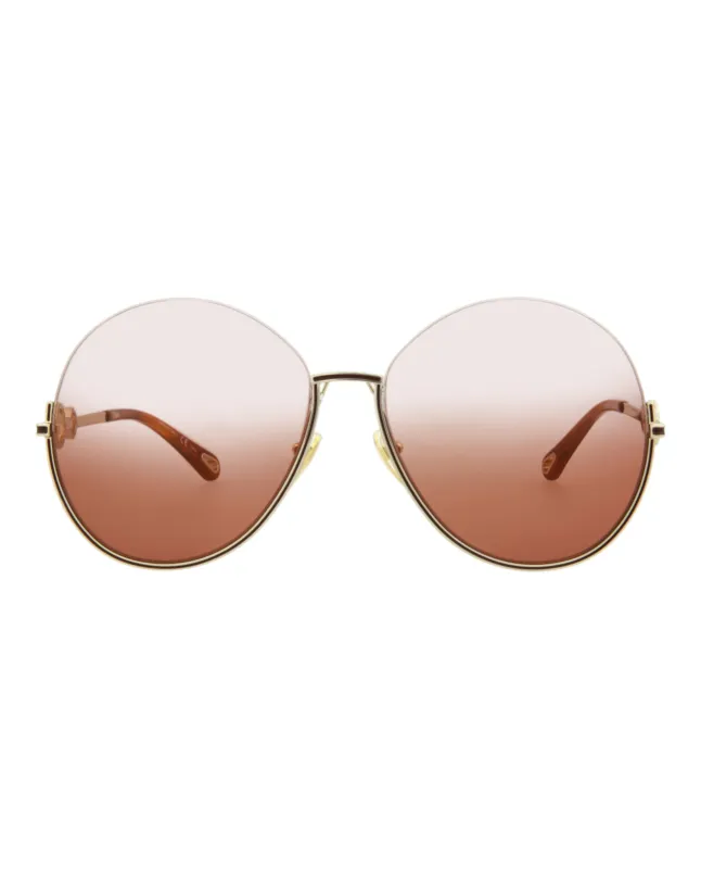 Chloé CH 0067S 30011433 002 Round Metal Gold Sunglasses with Orange Lens sold by Gaffos
