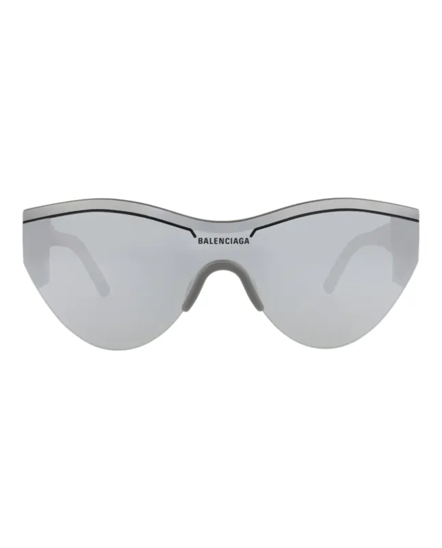 Balenciaga BB 0004S 30006541 012 Shield Plastic Grey Sunglasses with Silver Lens made by Balenciaga