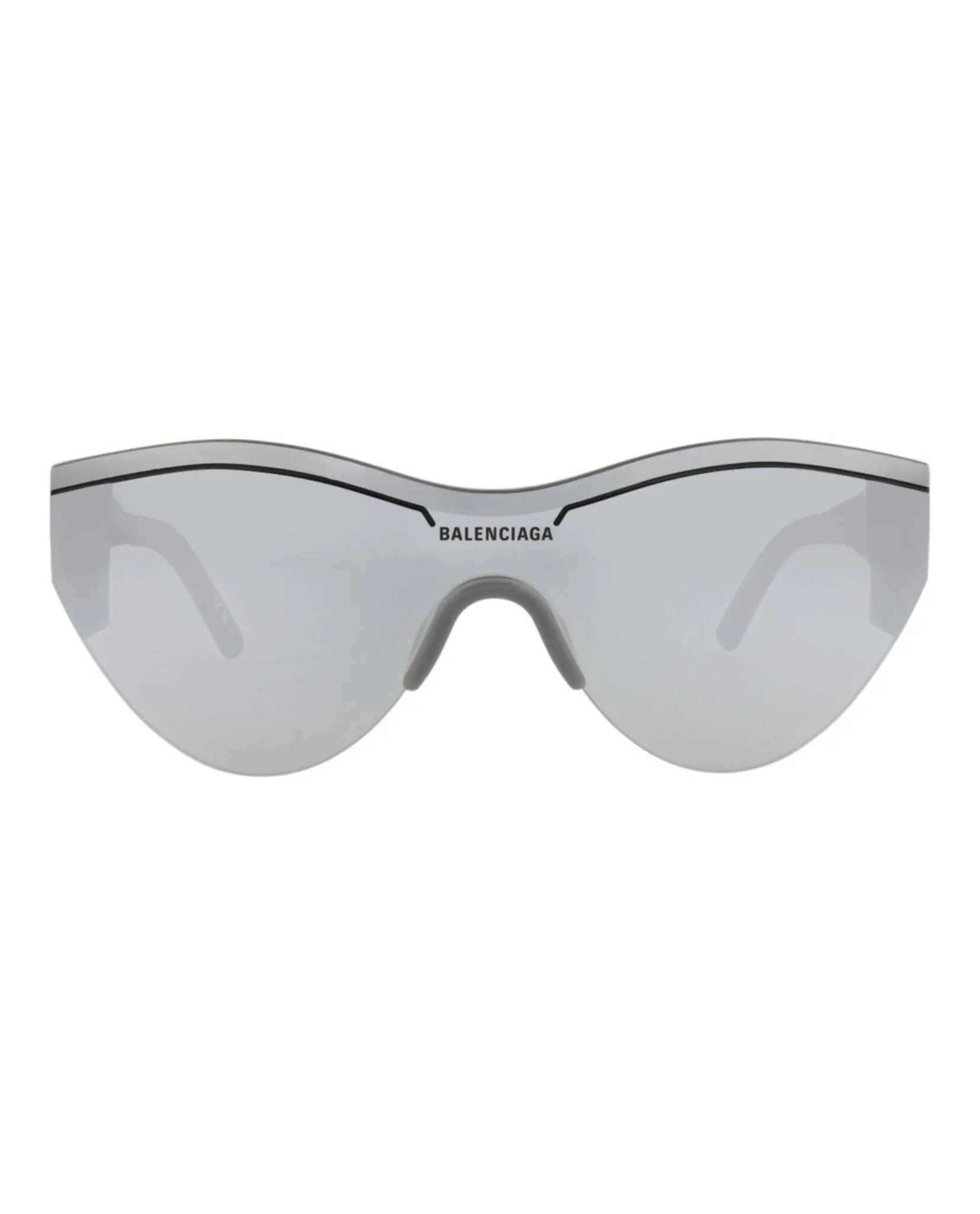 Balenciaga BB 0004S 30006541 012 Shield Plastic Grey Sunglasses with Silver Lens sold by Gaffos