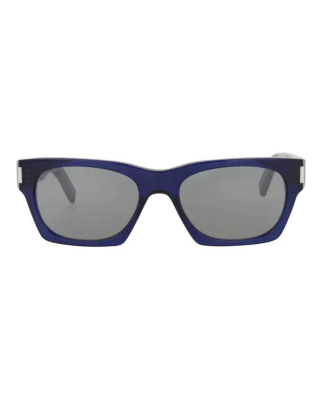 Saint Laurent SL 402 30009329 015 Square Plastic Blue Sunglasses with Silver Lens sold by Gaffos