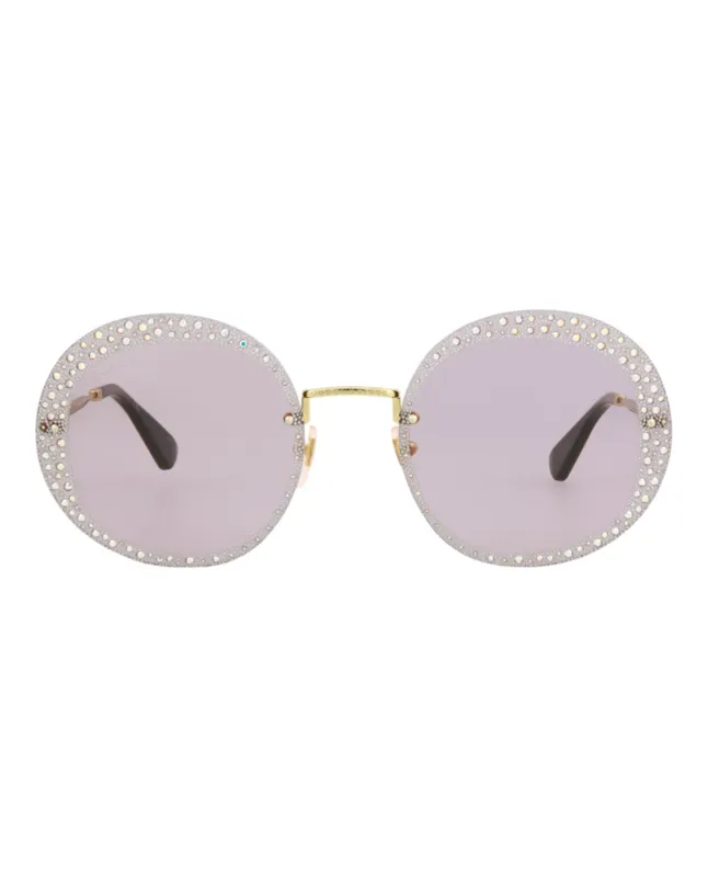 Gucci GG 0899S 30010510 001 Round Metal Gold Sunglasses with Violet Lens sold by Gaffos