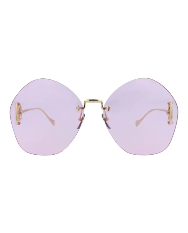 Gucci GG 1203S 30013411 001 Round Metal Gold Sunglasses with Violet Lens sold by Gaffos